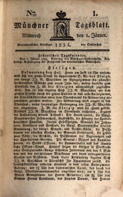 Münchener Tagblatt Mittwoch 1. Januar 1834