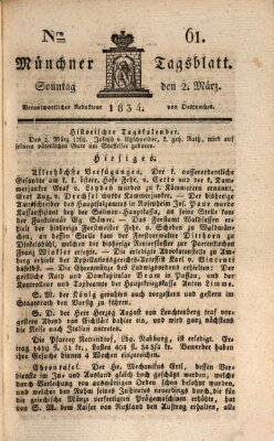 Münchener Tagblatt Sonntag 2. März 1834