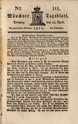Münchener Tagblatt Dienstag 22. April 1834
