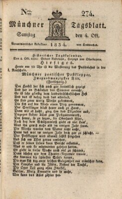 Münchener Tagblatt Samstag 4. Oktober 1834