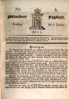 Münchener Tagblatt Samstag 3. Januar 1835