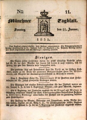 Münchener Tagblatt Sonntag 11. Januar 1835