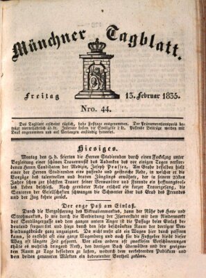 Münchener Tagblatt Freitag 13. Februar 1835