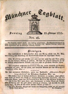 Münchener Tagblatt Sonntag 15. Februar 1835