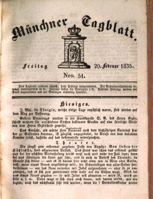 Münchener Tagblatt Freitag 20. Februar 1835