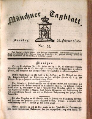 Münchener Tagblatt Sonntag 22. Februar 1835