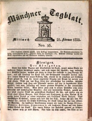 Münchener Tagblatt Mittwoch 25. Februar 1835