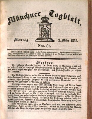 Münchener Tagblatt Montag 2. März 1835