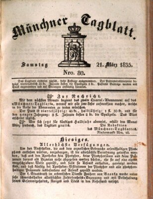 Münchener Tagblatt Samstag 21. März 1835