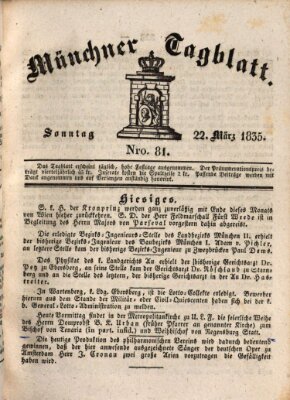 Münchener Tagblatt Sonntag 22. März 1835