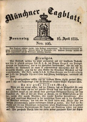 Münchener Tagblatt Donnerstag 16. April 1835