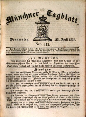 Münchener Tagblatt Donnerstag 23. April 1835