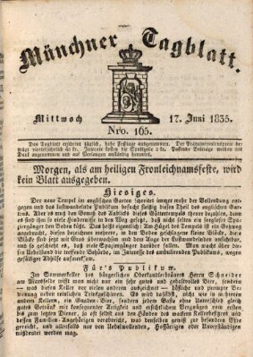 Münchener Tagblatt Mittwoch 17. Juni 1835