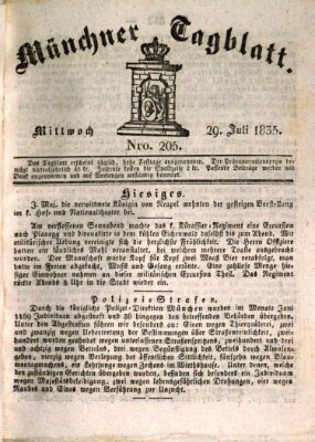 Münchener Tagblatt Mittwoch 29. Juli 1835