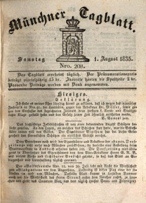 Münchener Tagblatt Samstag 1. August 1835