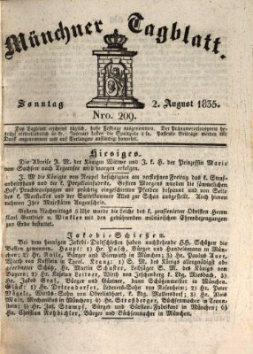Münchener Tagblatt Sonntag 2. August 1835