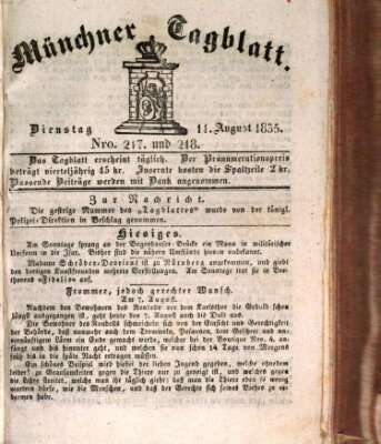 Münchener Tagblatt Dienstag 11. August 1835