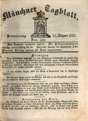 Münchener Tagblatt Donnerstag 13. August 1835