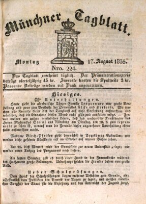 Münchener Tagblatt Montag 17. August 1835