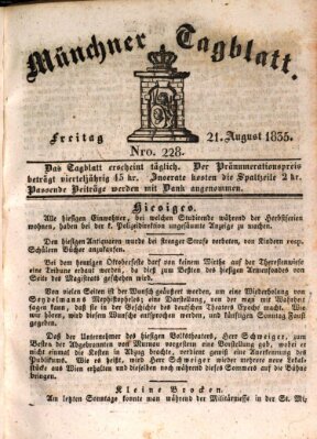 Münchener Tagblatt Freitag 21. August 1835