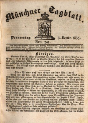 Münchener Tagblatt Donnerstag 3. September 1835