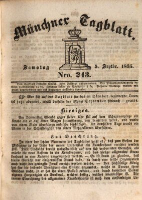 Münchener Tagblatt Samstag 5. September 1835