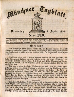 Münchener Tagblatt Dienstag 8. September 1835