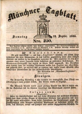 Münchener Tagblatt Samstag 12. September 1835