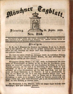 Münchener Tagblatt Dienstag 15. September 1835