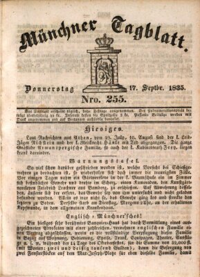 Münchener Tagblatt Donnerstag 17. September 1835