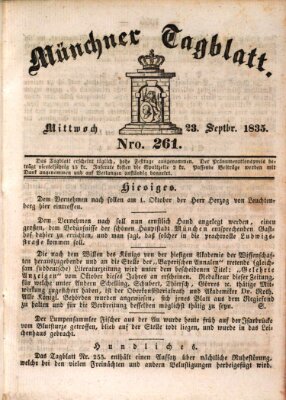 Münchener Tagblatt Mittwoch 23. September 1835