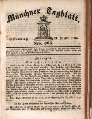 Münchener Tagblatt Sonntag 27. September 1835