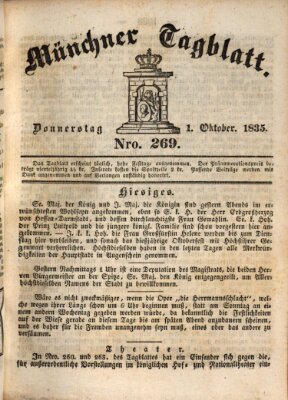 Münchener Tagblatt Donnerstag 1. Oktober 1835