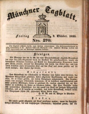 Münchener Tagblatt Freitag 2. Oktober 1835