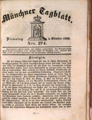 Münchener Tagblatt Dienstag 6. Oktober 1835