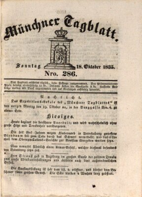 Münchener Tagblatt Sonntag 18. Oktober 1835