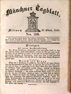 Münchener Tagblatt Mittwoch 28. Oktober 1835