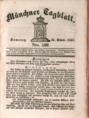 Münchener Tagblatt Samstag 31. Oktober 1835