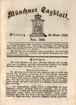 Münchener Tagblatt Dienstag 10. November 1835