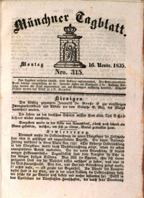 Münchener Tagblatt Montag 16. November 1835