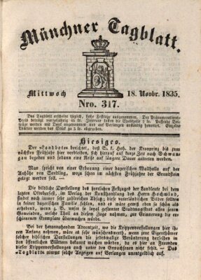 Münchener Tagblatt Mittwoch 18. November 1835