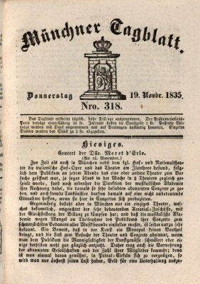 Münchener Tagblatt Donnerstag 19. November 1835