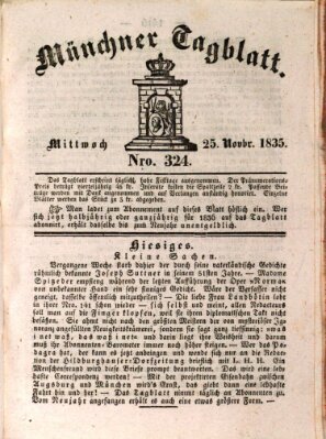 Münchener Tagblatt Mittwoch 25. November 1835