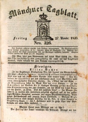 Münchener Tagblatt Freitag 27. November 1835