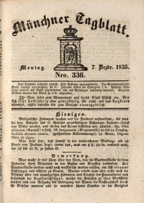 Münchener Tagblatt Montag 7. Dezember 1835