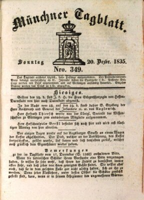 Münchener Tagblatt Sonntag 20. Dezember 1835