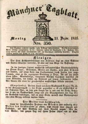 Münchener Tagblatt Montag 21. Dezember 1835