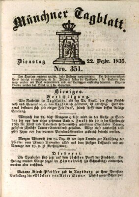 Münchener Tagblatt Dienstag 22. Dezember 1835