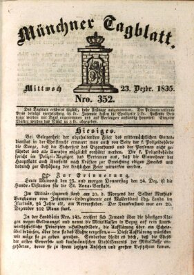 Münchener Tagblatt Mittwoch 23. Dezember 1835