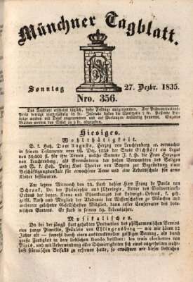 Münchener Tagblatt Sonntag 27. Dezember 1835